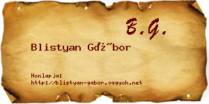 Blistyan Gábor névjegykártya